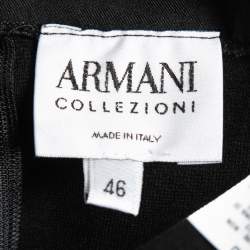Pre Owned Armani Collezioni Black Stretch Knit Knee-Length Skirt L