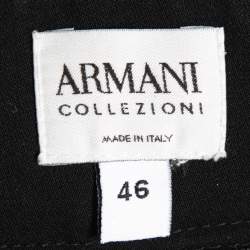 Pre Owned Armani Collezioni Black Crepe Wool Straight Leg Trousers L
