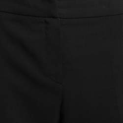 Pre Owned Armani Collezioni Black Crepe Wool Straight Leg Trousers L