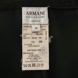Pre Owned Armani Collezioni Black Silk Crepe Skirt Suit S