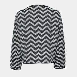 Pre Owned Armani Collezioni Black Zig Zag pattern Zip Front Jacket L