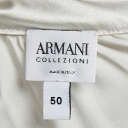 Pre Owned Armani Collezioni Silver Satin Silk Sleeveless Top XL