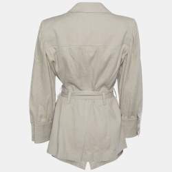 مملوكة مسبقًا Armani Collezioni Beige Linen & Cotton Belted Short Coat L