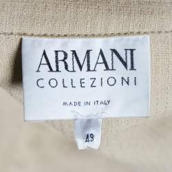 مملوكة مسبقًا Armani Collezioni Beige Linen & Cotton Belted Short Coat L