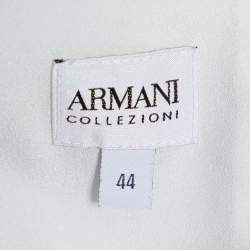 Pre Owned Armani Collezioni White Crepe Draped Sleeveless Faux Wrap Maxi Dress M