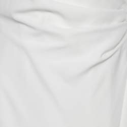 Pre Owned Armani Collezioni White Crepe Draped Sleeveless Faux Wrap Maxi Dress M