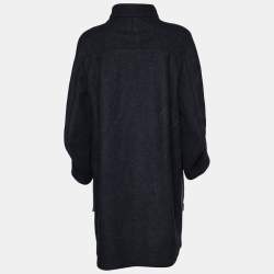 مملوكة مسبقًا Armani Collezioni Grey Wool & Cashmere Button Front Coat M