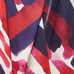 Pre Owned Armani Collezioni Multicolor Printed Silk Draped Top L