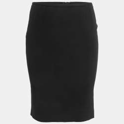 Pre Owned Armani Collezioni Black Crepe Knee Length Skirt S