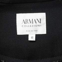 مملوكة مسبقًا Armani Collezioni Vintage Black Wool Buttoned Long Overcoat L
