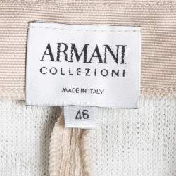 Pre Owned Armani Collezioni Beige Textured Knit Roundneck Jacket L