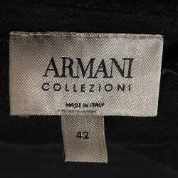 Pre Owned Armani Collezioni Black Patterned Knit Midi Dress M
