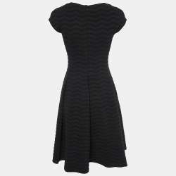 Pre Owned Armani Collezioni Black Patterned Knit Midi Dress M
