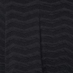 Pre Owned Armani Collezioni Black Patterned Knit Midi Dress M