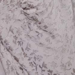 Pre Owned Armani Collezioni Light Lavender Floral Jacquard Knit Tie Front Shrug L