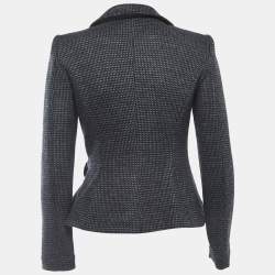 مملوكة مسبقًا Armani Collezioni Charcoal Grey Patterned Wool Blend Blazer M