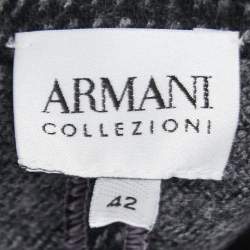 مملوكة مسبقًا Armani Collezioni Charcoal Grey Patterned Wool Blend Blazer M