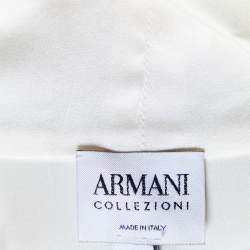 Pre Owned Armani Collezioni Off-White Silk & Black Crepe Draped Neck Jumpsuit L