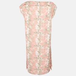 Pre Owned Armani Collezioni Peach Printed Silk Shift Dress M