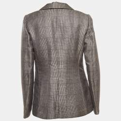 Pre Owned Armani Collezioni Grey Checked Wool Blend Blazer S