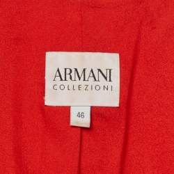 Pre Owned Armani Collezioni Red Knit Skirt and Blazer Set L