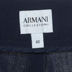 Armani Collezioni Navy Blue Wool Wide Leg Trousers L