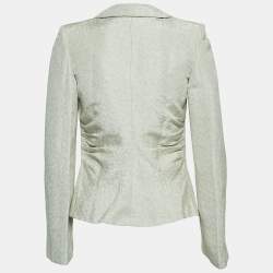 Armani Collezioni Light Grey Jacquard Single Breasted Blazer M