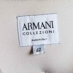 Armani Collezioni Beige Colorblock Zip Up Jacket M