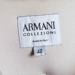 Pre Owned Armani Collezioni Beige Colorblock Zip Up Jacket M