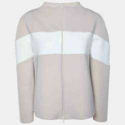 Pre Owned Armani Collezioni Beige Colorblock Zip Up Jacket M
