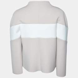 Pre Owned Armani Collezioni Beige Colorblock Zip Up Jacket M