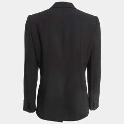 Pre Owned Armani Collezioni Black Gabardine Single Breasted Blazer XL