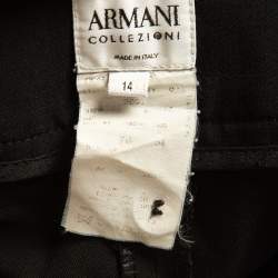 Armani Collezioni Black Gabardine Buttoned Formal Trousers XL