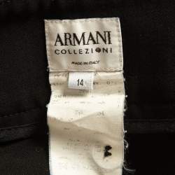 Armani Collezioni Black Gabardine Buttoned Formal Trousers XL