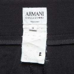 Armani Collezioni Black Gabardine Buttoned Formal Trousers XL