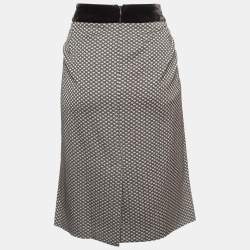 Armani Collezioni Brown Velvet Trim Check Jacquard Pencil Skirt XL