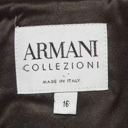 Pre Owned بليزر أرماني كوليزوني جاكار بني فينتدج بزر واحد مقاس كبير جدًا