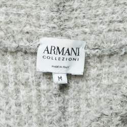 Armani Collezioni Grey Wool Knit Buttoned Sweater M