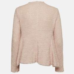 Pre Owned Armani Collezioni Pink Tweed Raw Edge Detail Cardigan L