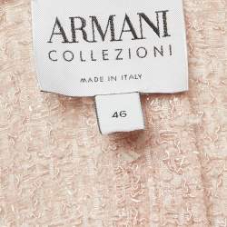 Pre Owned Armani Collezioni Pink Tweed Raw Edge Detail Cardigan L