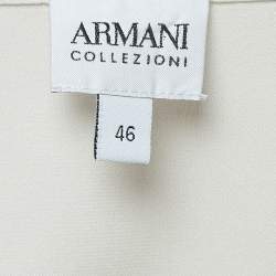Pre Owned Armani Collezioni Cream Satin Silk Ruffled Blouse L