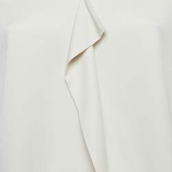 Pre Owned Armani Collezioni Cream Satin Silk Ruffled Blouse L