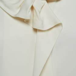 Armani Collezioni Off White Ruffled Satin Silk Shirt L