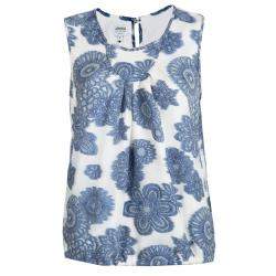 Pre Owned Armani Collezioni White Floral Chiffon Jacquard Sleeveless Top M
