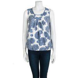 Pre Owned Armani Collezioni White Floral Chiffon Jacquard Sleeveless Top M
