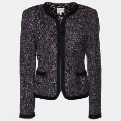 Pre Owned Armani Collezioni Black Tweed Button Front Jacket L