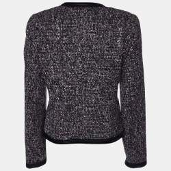 Pre Owned Armani Collezioni Black Tweed Button Front Jacket L