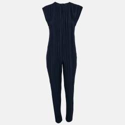 Armani Exchange Navy Blue Plisse Sleeveless Jumpsuit M