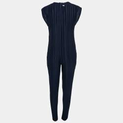Armani Exchange Navy Blue Plisse Sleeveless Jumpsuit M