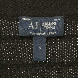 Armani Jeans Black Rabbit Fur Trim Knit Poncho S